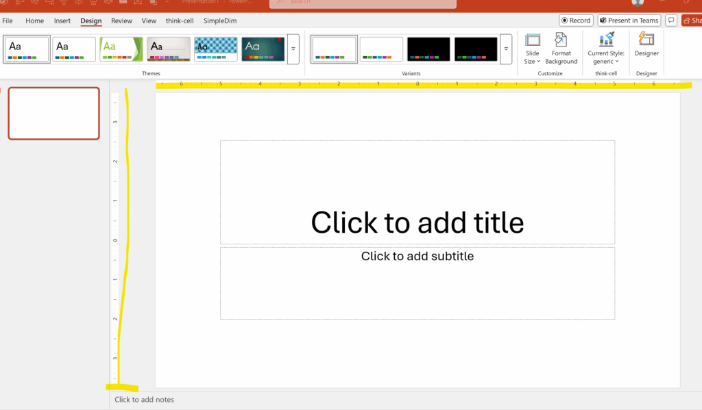 Slide Canvas and Rulers in Powerpoint