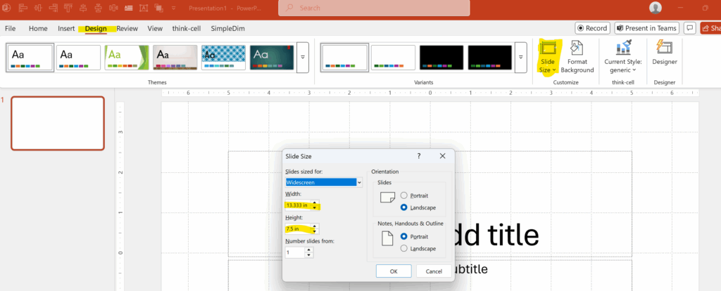 Changing Slide Size in Powerpoint