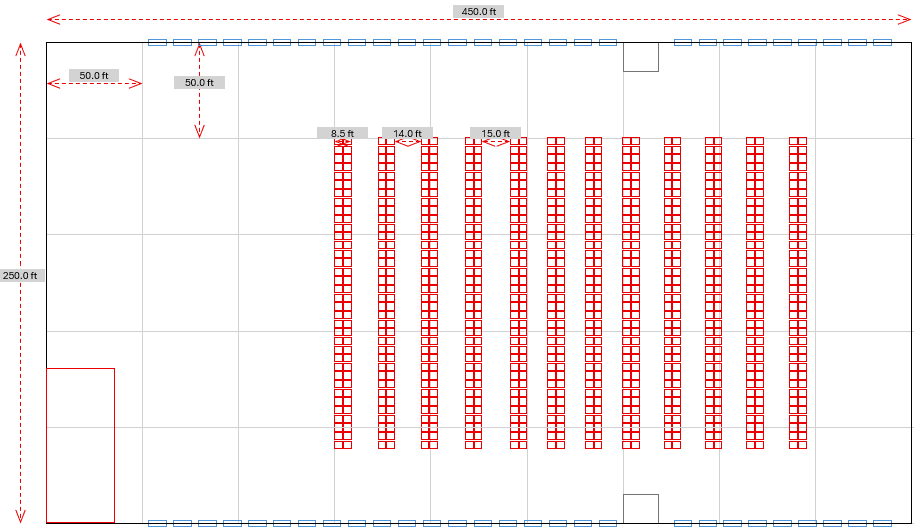 Example warehouse layout With dimensions in feet