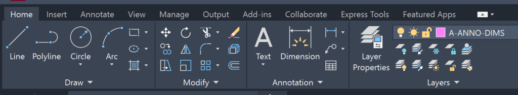 AutoCad toolbar