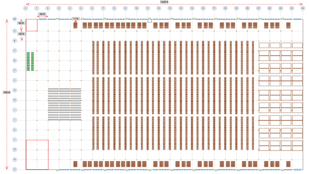 A warehouse layout draft